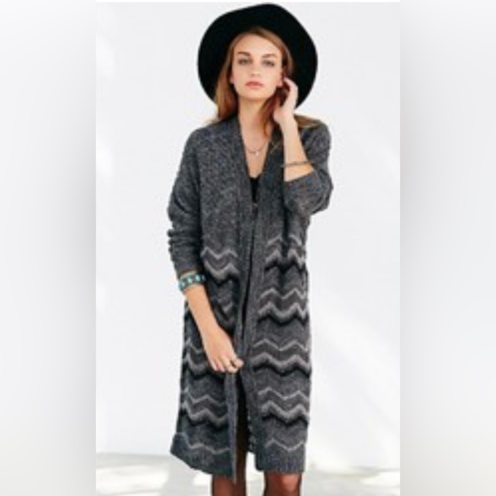 NWT Urban Outfitters Ecote‎ Gray Herringbone Open Front Cardigan - Size Small